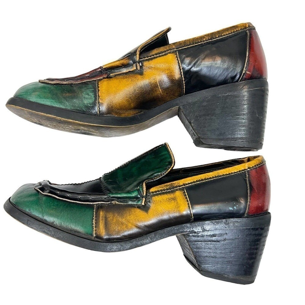 Di Orsini Vintage Italian Leather Color Block Loafers Size 8.5 - Picture 5 of 15